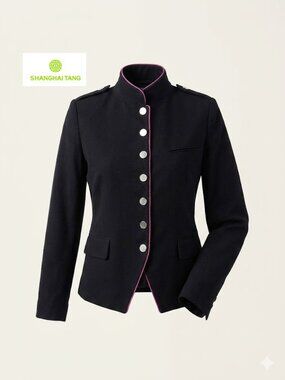 Shanghai Tang Deep Navy Suede Cotton Cashmere Blend Jacket , Size US 10